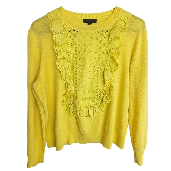 J. Crew Sweaters - J. Crew Sweater Women L Eyelet Summer Weight Yellow Spring Pullover Lightweight